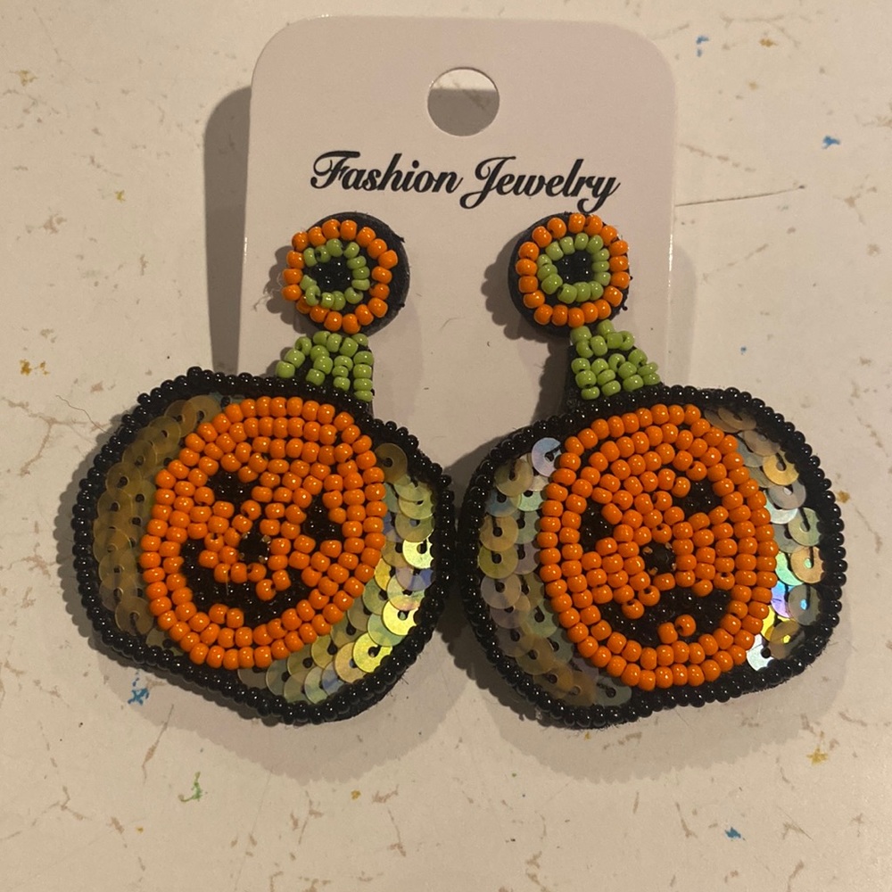 Beaded Pumpkin earrings